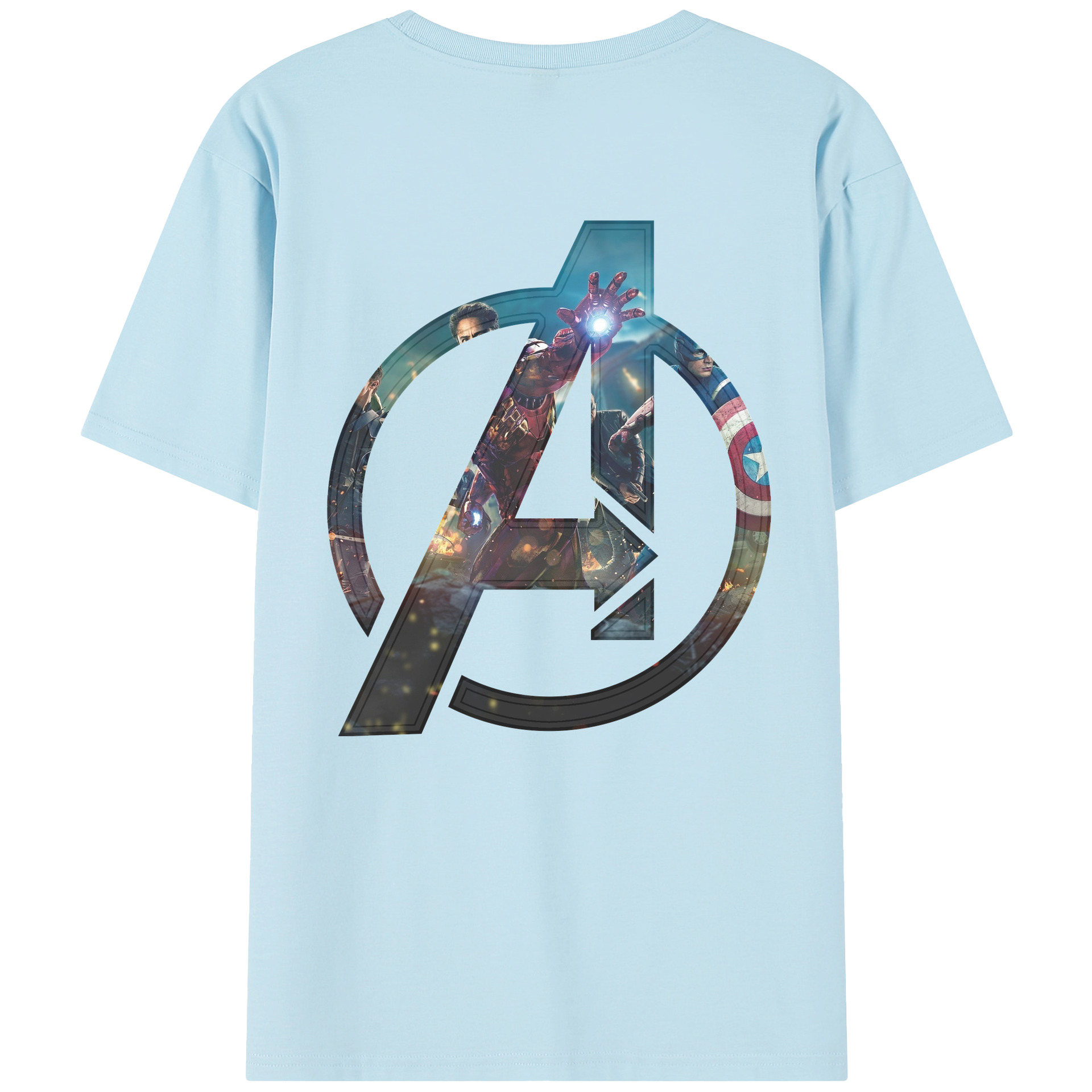 （画像用） アベンジャーズ The Avengers 綿100％半袖Tシャツ（背面プリント）